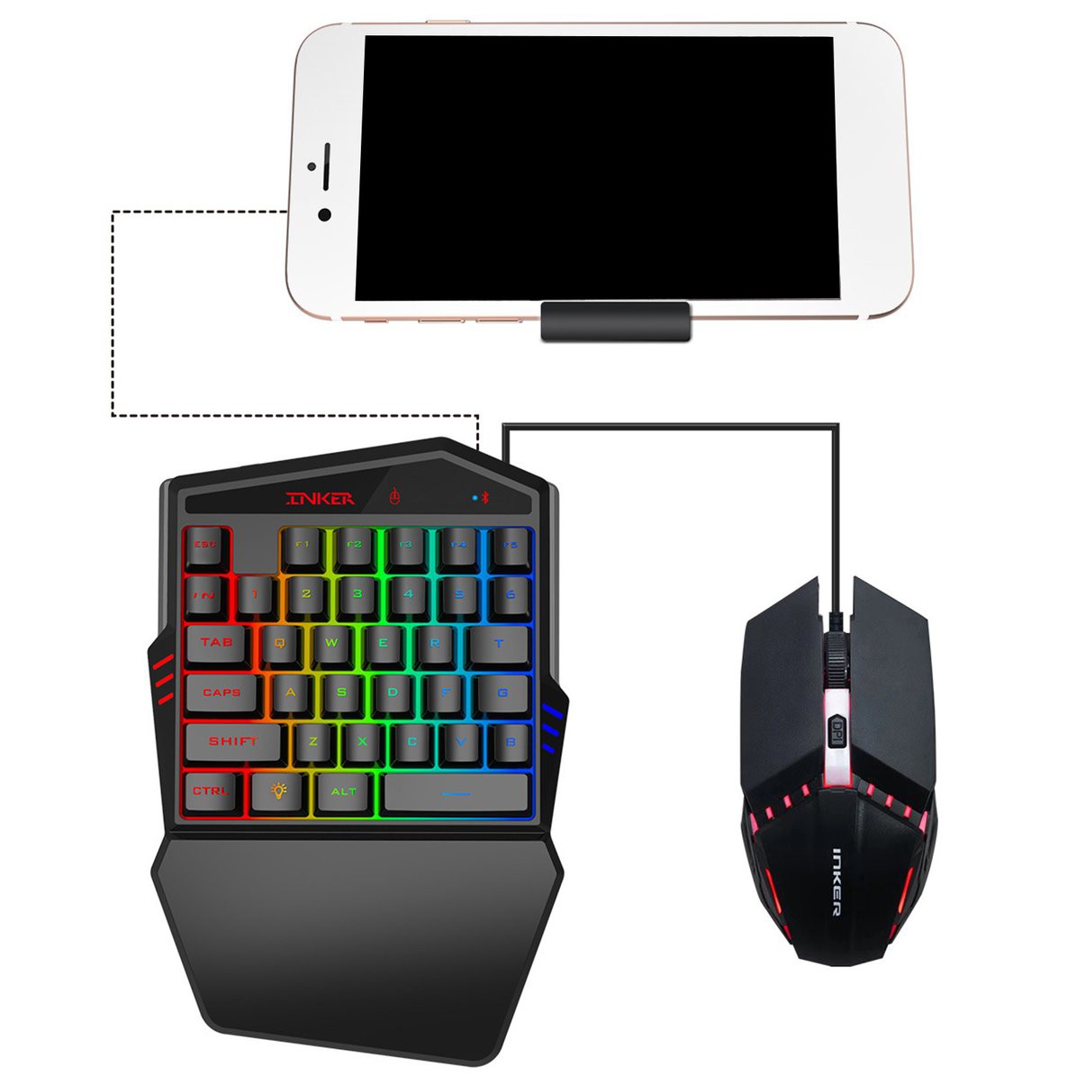 Combo Bàn Phím Cơ Gaming V100 Và Chuột Chơi Game H300 Rgb