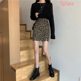 Váy chữ A xẻ 2 bên da beo cạp cao