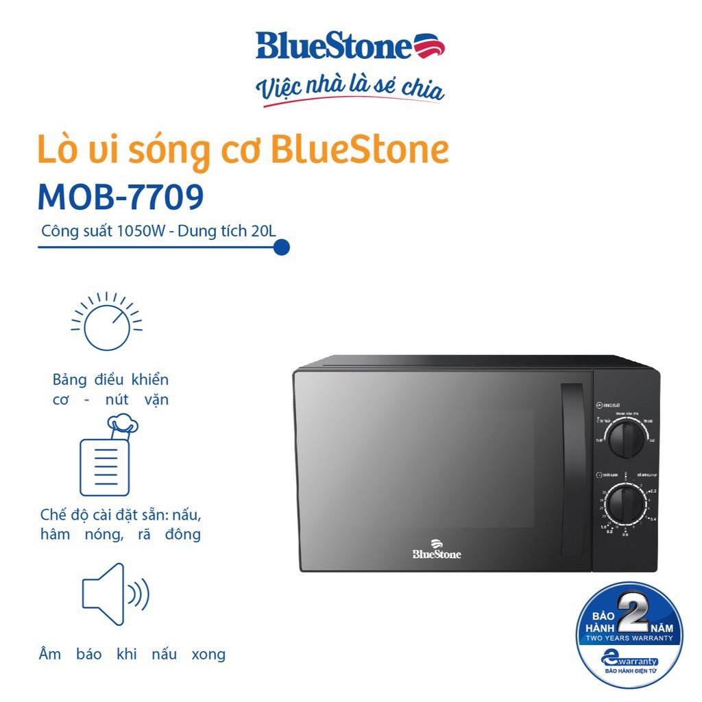 Lò Vi Sóng BlueStone MOB-7709 (20L) - Hàng chính hãng - Bảo hành 24 tháng