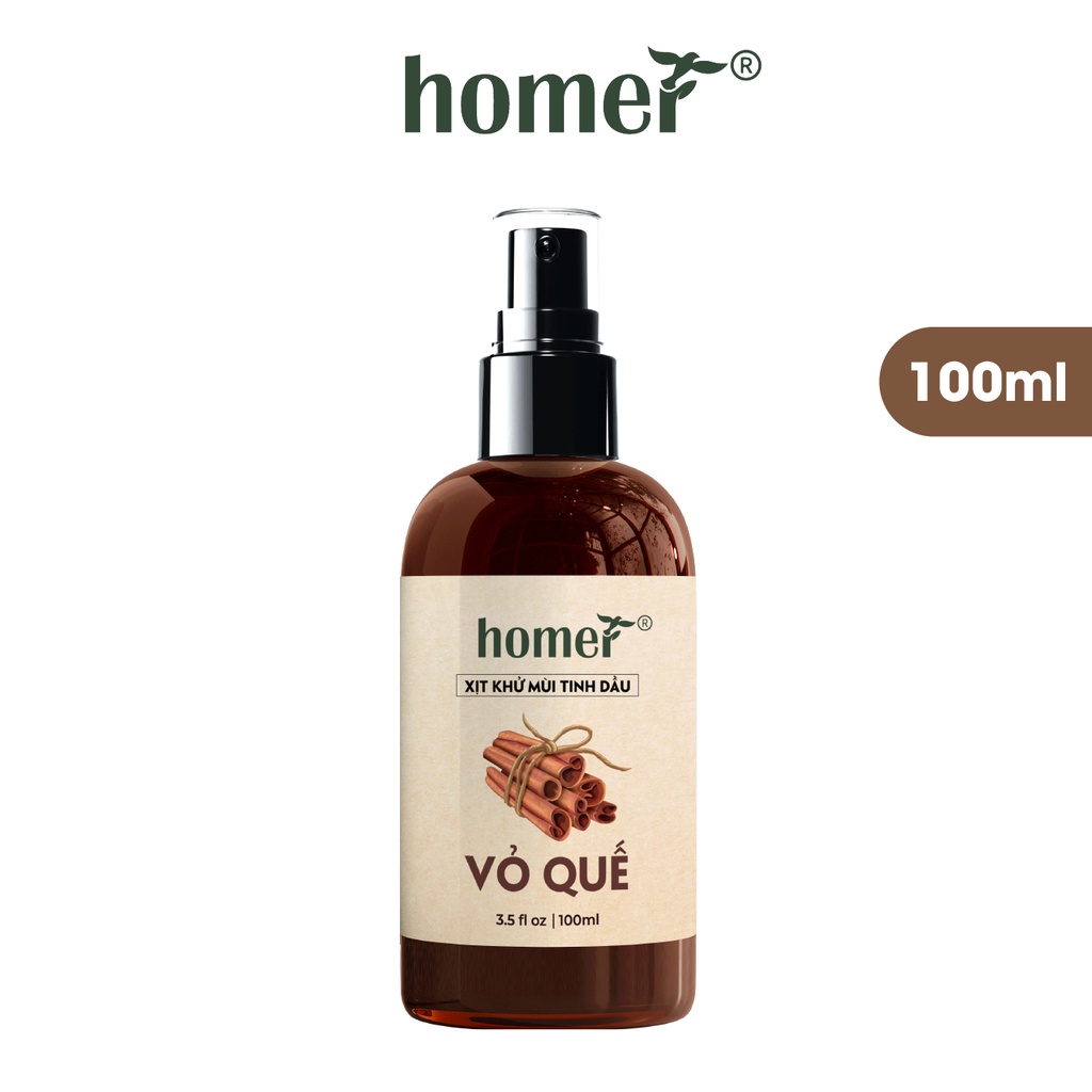 Xịt khử mùi tinh dầu Vỏ Quế Homer Thiên nhiên Dung tích 100ml/250ml