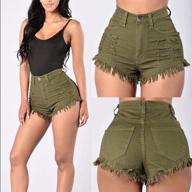 Quần shorts kaki lưng cao