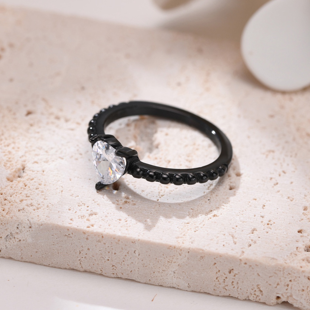 Vnox Nhẫn Cưới Đính Đá Kim Cương Hình Trái Tim Dành Cho Nữ