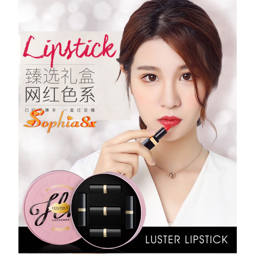 Set 5 son thỏi mini vừa mịn vừa lì môi Feilinka Super Star