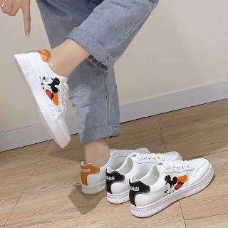 Giày Thể Thao Đế Bằng Thoáng Khí In Hình Chuột Mickey Đáng Yêu