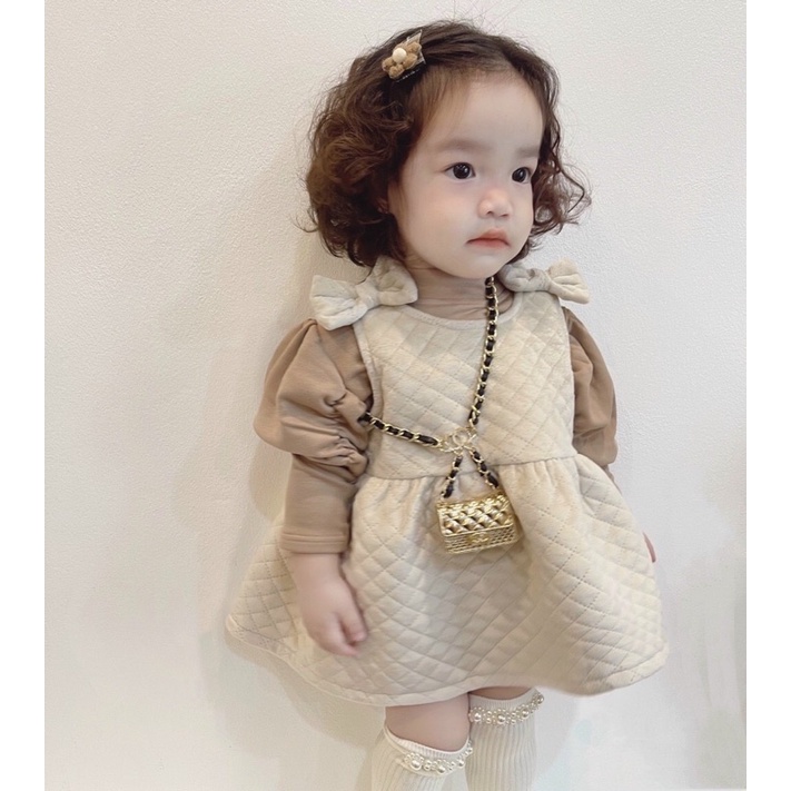 Set nhung trần kèm áo tay bồng