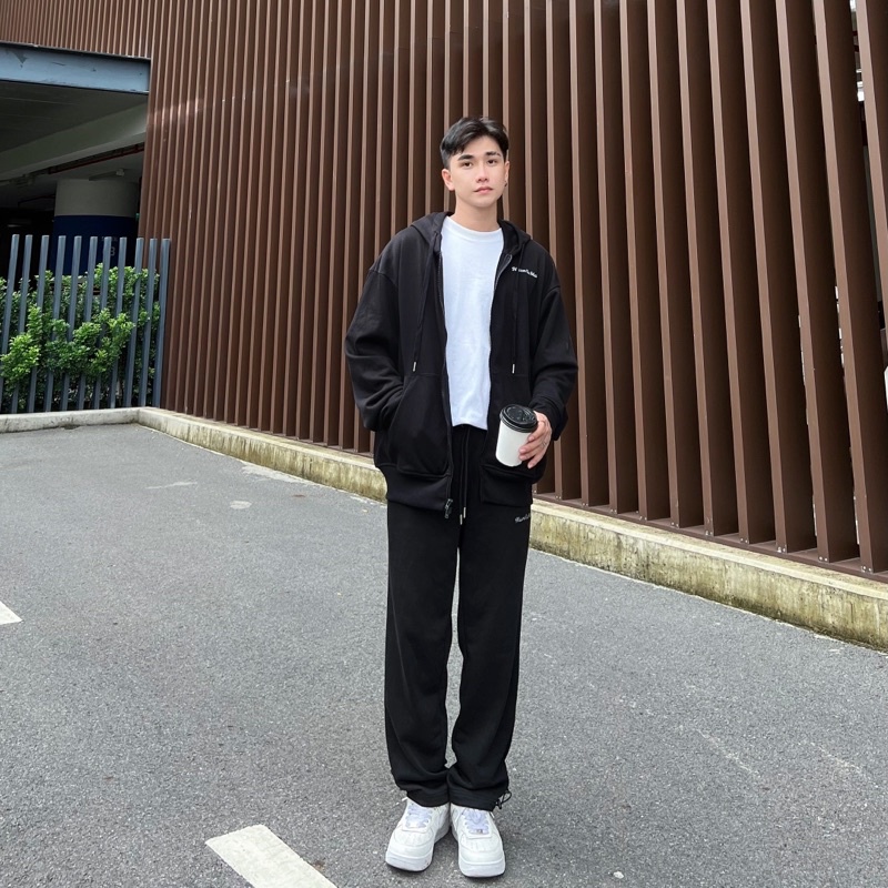 Áo khoác Zipped Hoodie - Black