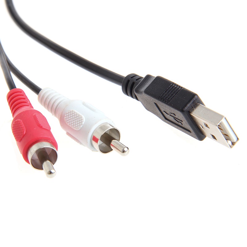 1m Dây Cáp Chuyển Đổi Cổng USB 2 RCA Sang 3 5mm AUX 1 8 Jack Cho Máy Nghe Nhạc MP3 Xe Hơi / Tàu Thuyền