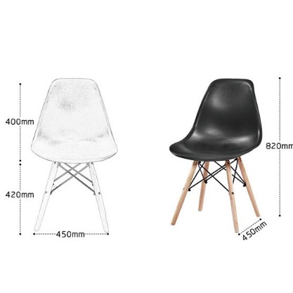 Ghế eames nhựa chân gỗ nhập khẩu - ghế decor ( màu trắng)