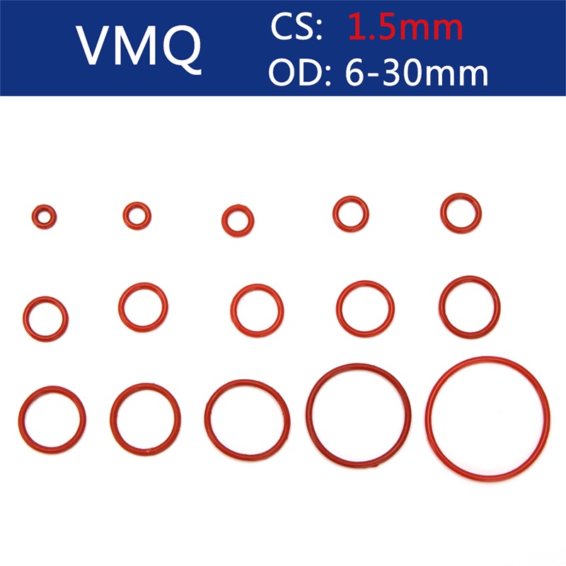 Set 100 Vòng Đệm Cao Su silicone Hình Chữ o 6mm - 30mm cs 1.5mm