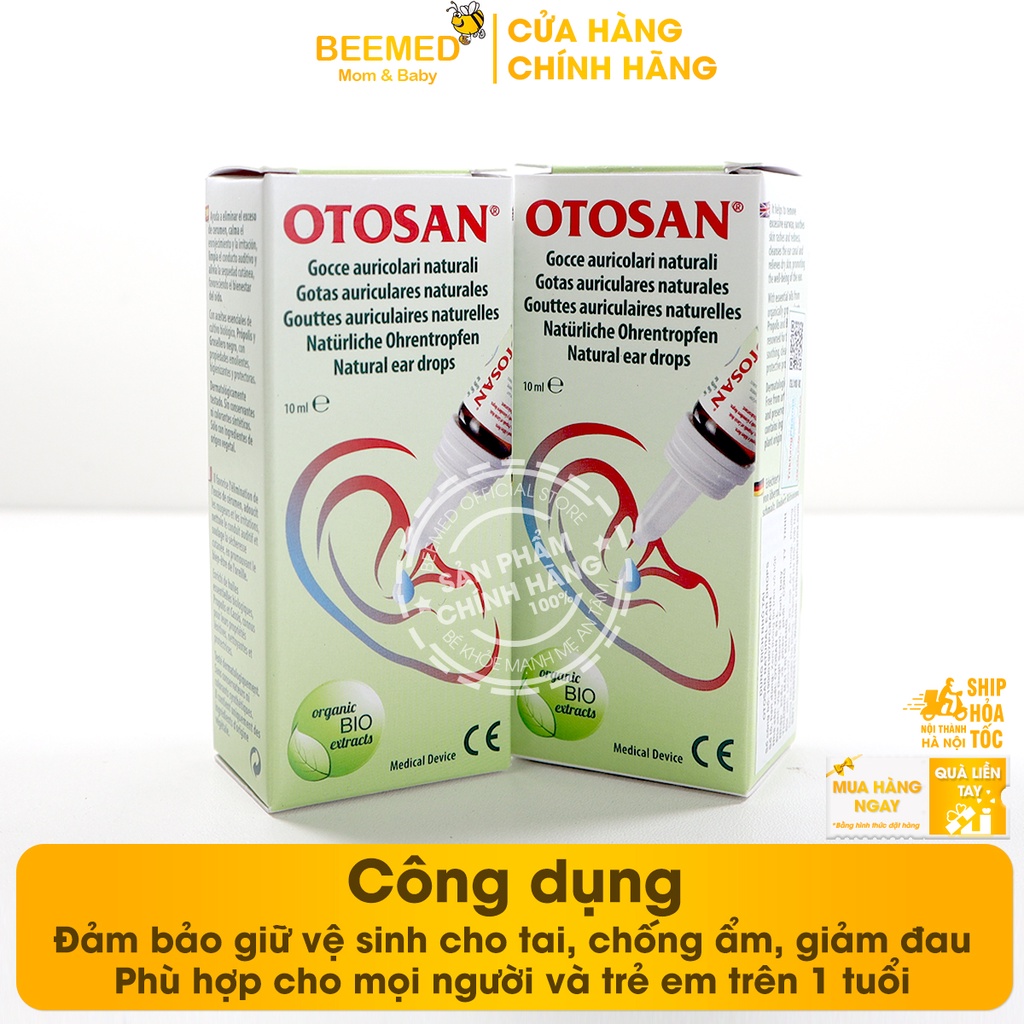 Nhỏ tai OTOSAN giúp vệ sinh tai, chống ẩm, giảm đau từ tinh dầu tràm, dùng được cho trẻ từ 1 tuổi - chai 10ml