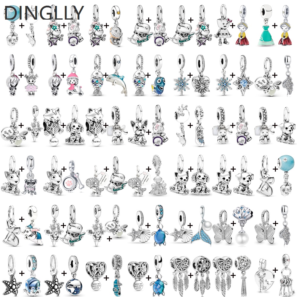 Bộ 2 Mặt Dây Chuyền Xỏ Hạt DIY Hình Động Vật Dễ Thương