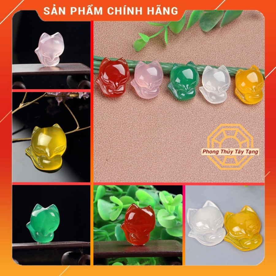 Mặt dây chuyền Cỏ 4 Lá, Tỳ Hưu, Hồ Ly, Phật Di Lặc, Quan Âm đẹp bằng đá M Não cho nam nữ, em bé [KÈM DÂY LEN, TÚI GẤM]