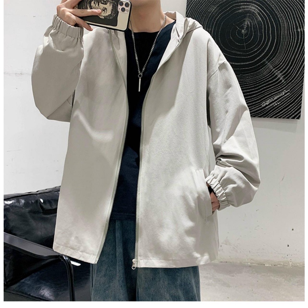 Áo khoác vải dù thời trang nam, áo khoác có mũ phù hợp với tất cả các mùa