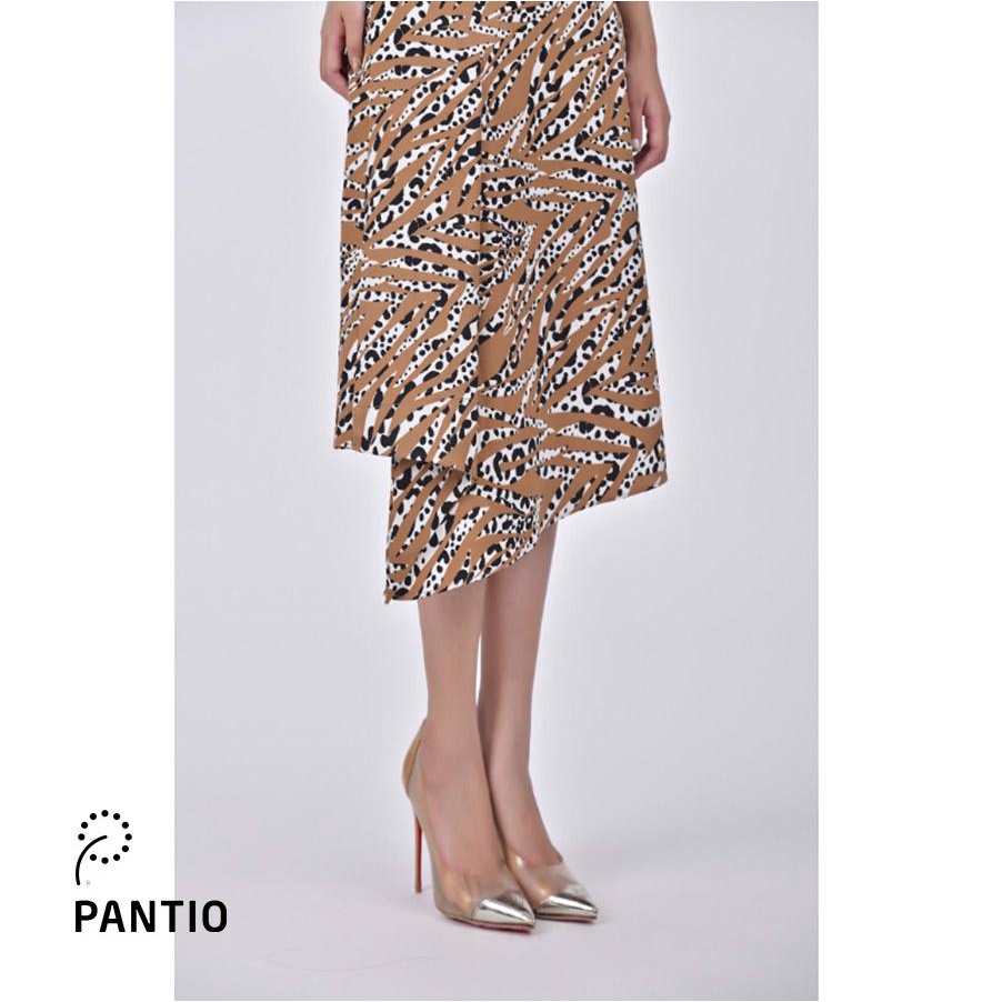 FJD3873 - Chân váy dài tà chéo vải lụa hoạ tiết - PANTIO