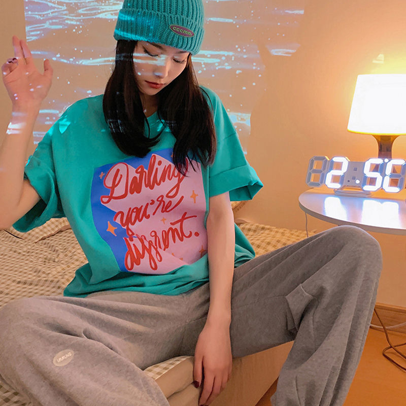 Áo thun ngắn tay cổ tròn dáng rộng thời trang dành cho nữ