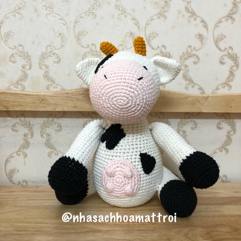 Bò sữa len hanmade cao 26cm, sản phẩm chất lượng cao cấp