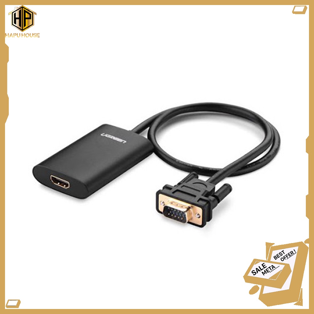 Cáp chuyển VGA to HDMI tích hợp Audio Ugreen 40264 chính hãng - Hapuhouse