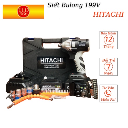 Máy Siết Bulong Hitachi 198VF , Máy Bắn Bulong Không Chổi Than Khoan Tường Bắn Vít Mở Ốc Xe Hàng Loại 1