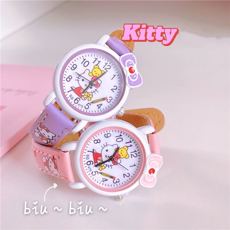 Đồng hồ trang trí hình mèo hello kitty hoạt hình chống thấm nước thời trang 2023 cho trẻ em