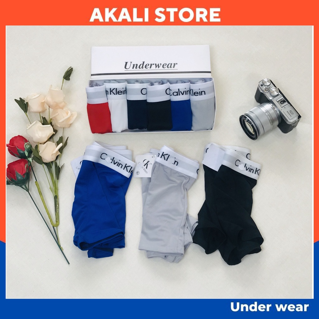Hộp 4 quần lót nam đùi thun lạnh - Quần sịp nam boxer cotton cao cấp co giãn 4 chiều, cực thoáng mái - AKALI