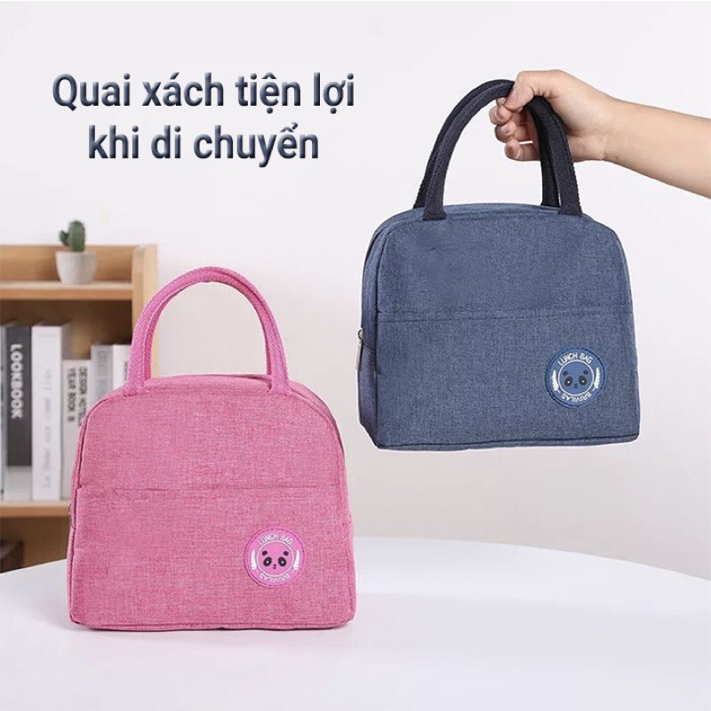 Hộp Đựng CơmTúi Đựng Cơm Giữ Nhiệt Lunch Bag 2 Lớp Có Khoá Kéo Và Quai Xách