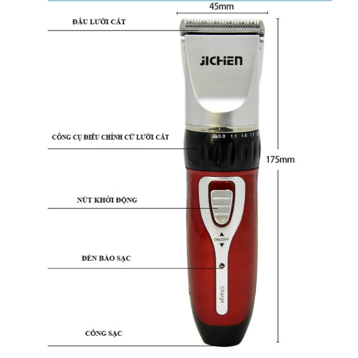 Tông đơ cắt tóc gia đình JICHEN 0817 tặng kèm bộ kéo cắt tỉa và lấy ráy tai có đèn