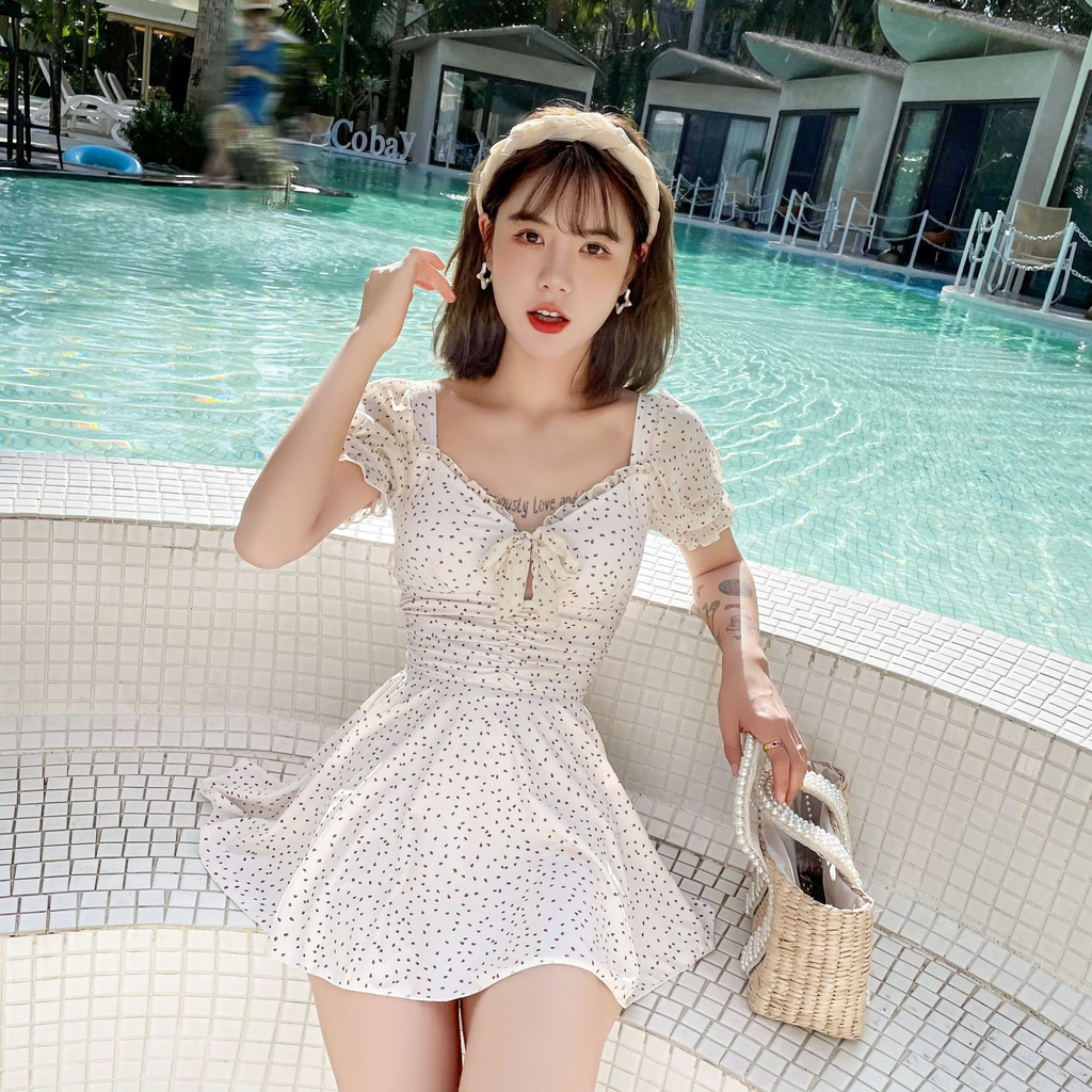 Đồ Bơi Một Mảnh Tay Ngắn Hoạ Tiết Chấm Bi | BigBuy360 - bigbuy360.vn