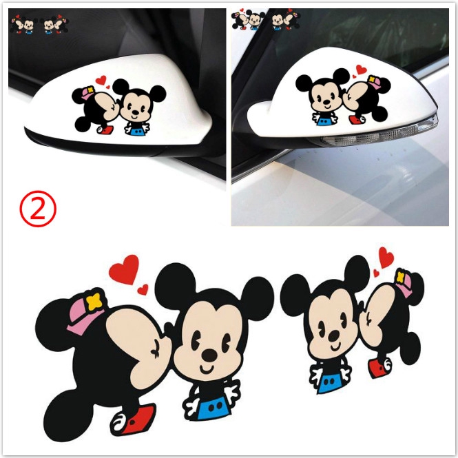 Miếng dán hình chuột Mickey và Minnie xinh xắn trang trí kính chiếu hậu xe hơi
