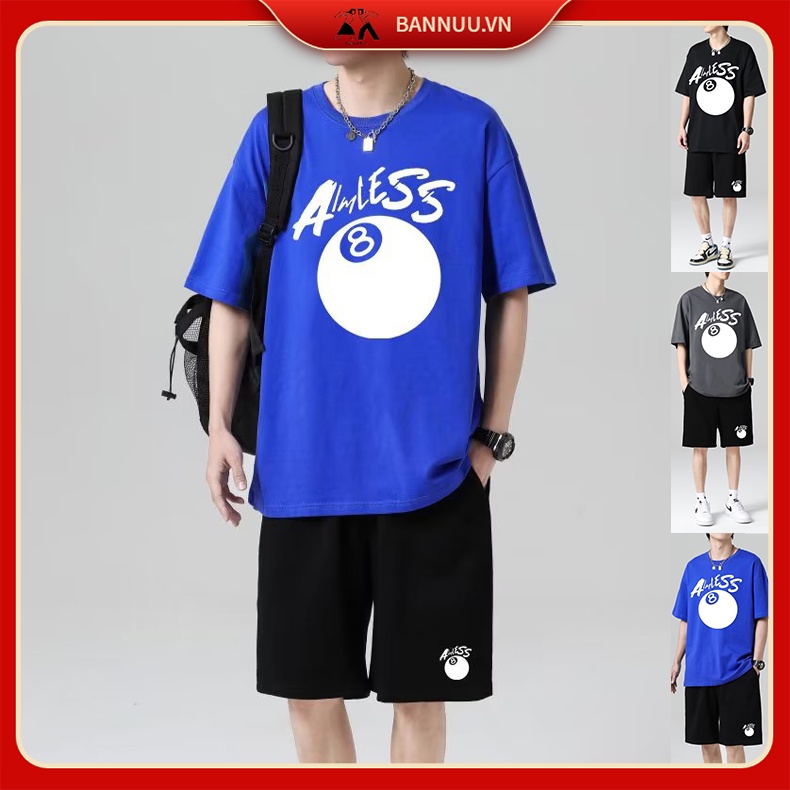 Set Áo Thun Ngắn Tay + Quần Short đồ bộ thể thao nữ Thời Trang sét bộ thể thao Hàn Quốc bộ thể thao nam