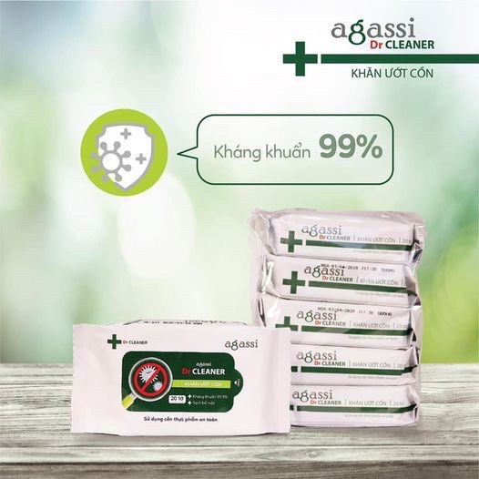 Khăn ướt có cồn Agassi Dr.Cleaner kháng khuẩn 20 tờ/gói