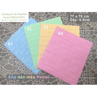 Xốp Dán Tường 3D hình Gạch đá màu Pastel