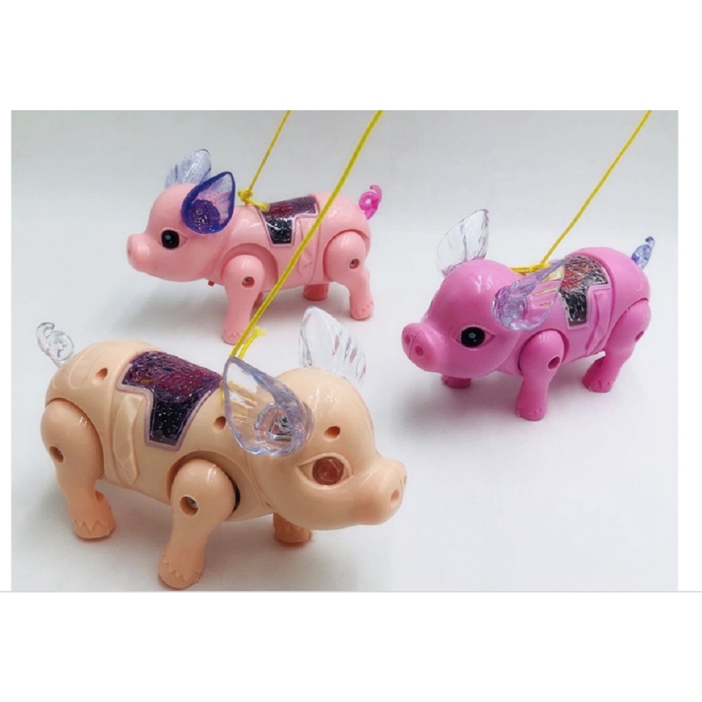 Đồ chơi con heo biết đi có nhạc, đèn, dây dắt, đồ chơi heo cho bé nhiều màu sắc tươi sáng, có nhạc và đèn