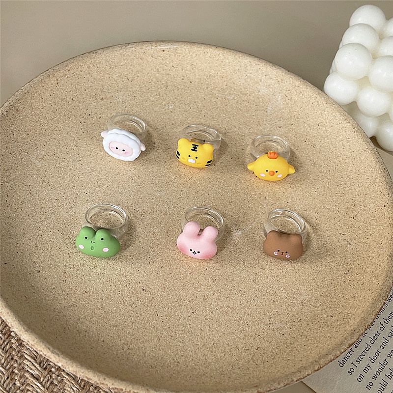 Nhẫn Nhựa Resin Mềm Mại Kiểu Hàn Quốc Họa Tiết Ếch Dễ Thương Cho Bé Gái 2022