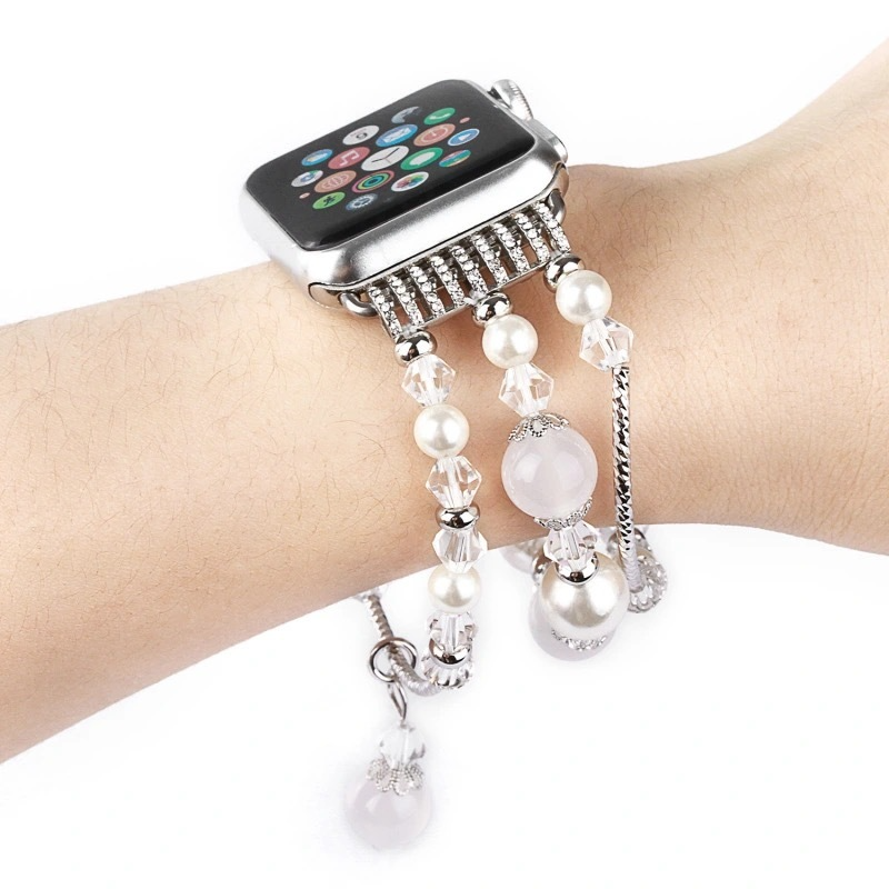 Vòng đeo tay đính hạt mã não cho Apple iWatch 1/2/3/4/5/6/SE 38/42/40/44mm