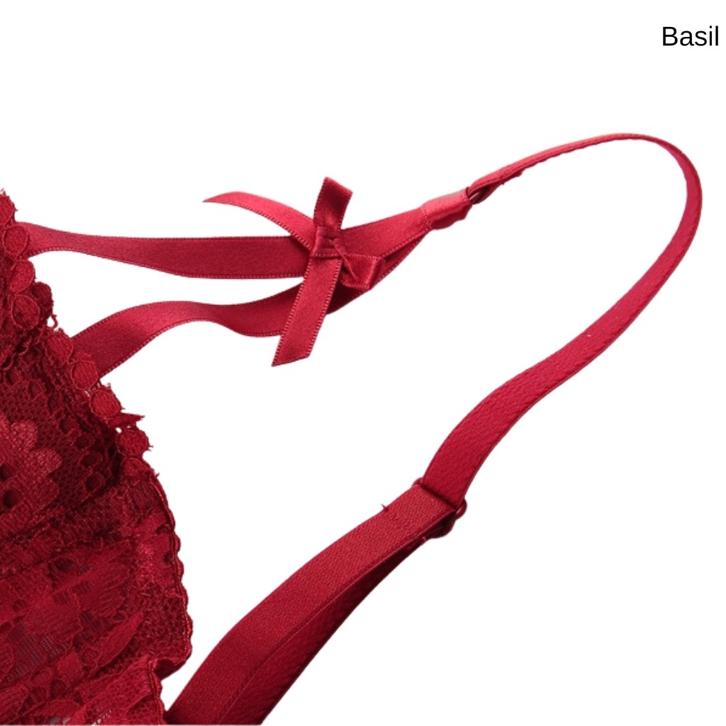 Bộ đồ lót QB11 nữ 1/2 cup có gọng mút vừa nâng ngực tự nhiên phối ren Basil