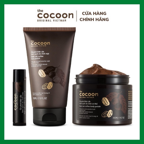 Tẩy Da Chết Mặt Môi Body, Tẩy Da Chết Cà Phê Cocoon,Combo 3 Loại- CC01