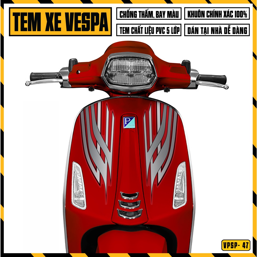 Tem Vespa Sprint / Primavera Thiết Kế Phong Cách Hiện Đại | VPSP47 | Team Decal Hình Dán Xe Máy Vespa Chống Nước Bền Màu
