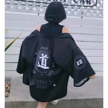 Áo kiểu Kimono dáng rộng phong cách Nhật Bản thời trang dành cho nam và nữ