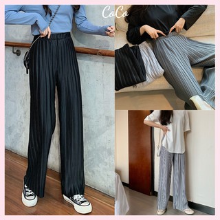 【Ready Stock】Women New All-match Slim High Waist Loose Pleated Wide-leg Pants