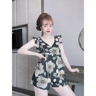 Bộ lụa đùi cánh tiên hoạ tiết cute