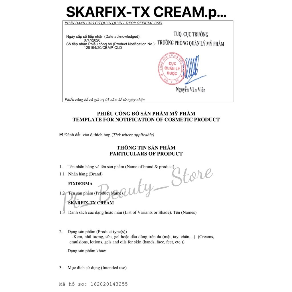 Kem mờ nám sạm, tàn nhang Fixderma Skarfix-tx - 15g