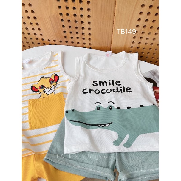 LẺ SIZE OFF 40%, Bộ ba lỗ bé trai 7-16kg vải cotton Quảng Châu, quần áo ba lỗ sát nách cho bé H&M