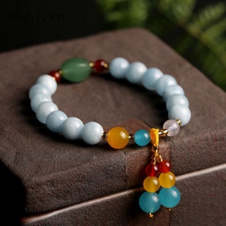 Original design multi natural aquamarine jewelry jewelry bracelet 9mm female bracelet