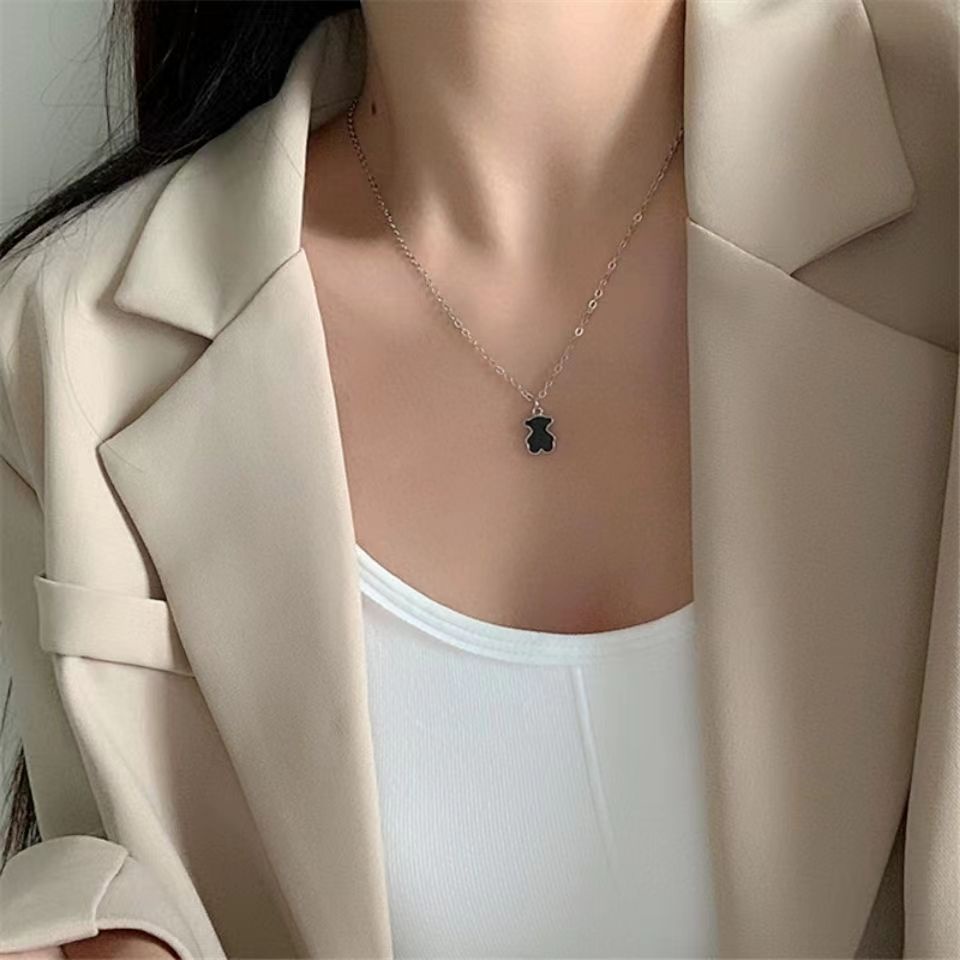 Vòng cổ Dáng Dài Mặt Hình Gấu Dễ Thương Phong Cách Hàn Quốc