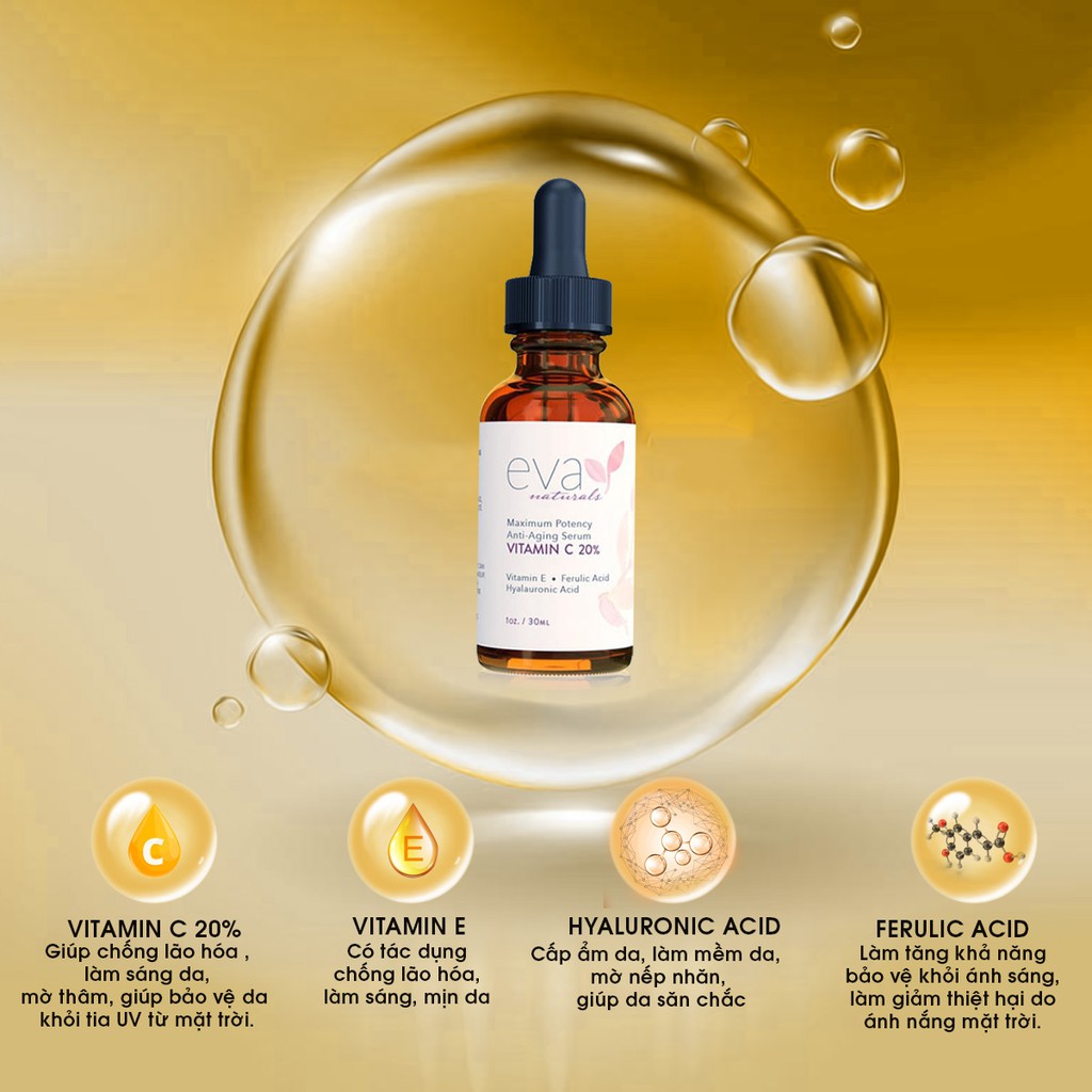 Serum Trắng Da, Mờ Thâm, Chống Lão Hóa Eva Naturals Vitamin C 30ml | BigBuy360 - bigbuy360.vn