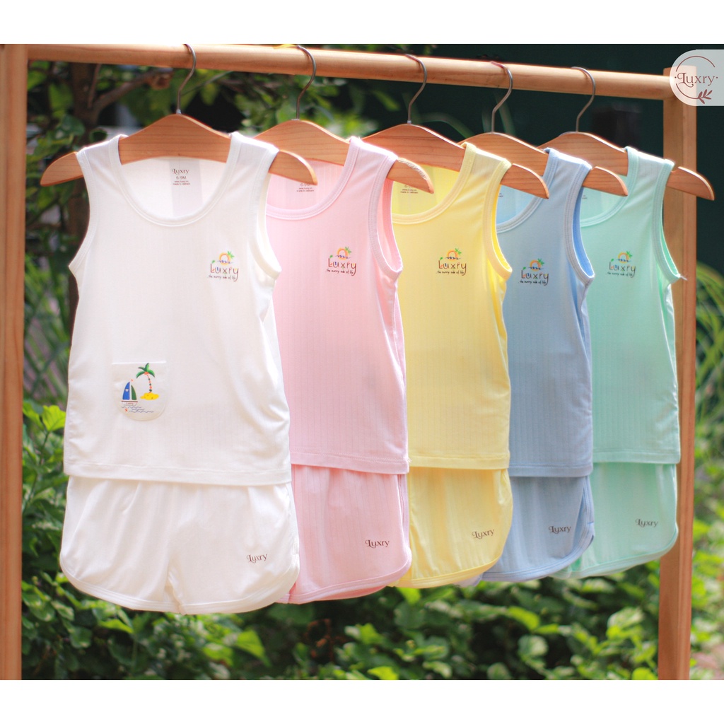 Bộ quần áo ba lỗ Luxry cho bé trai và bé gái - Ba lỗ mặc nhà mùa hè siêu mát -bộ sát nách chất thun sợi tre Luxry