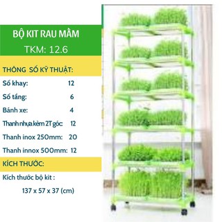 Bộ Kít Khay trồng rau mầm thủy canh chuyên dụng (12 khay 6 tầng)