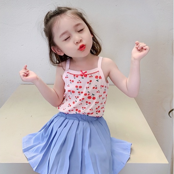 Áo hai dây chất liệu cotton thoáng khí cho bé gái