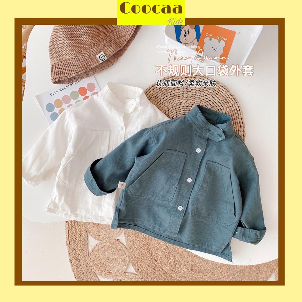 (Ảnh thật) Áo sơ mi trơn cổ chân vintage Hàn Quốc cho bé gái bé trai size 80-120