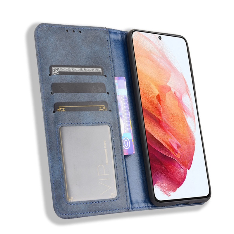Bao da dạng ví Samsung S22 Ultra 5G, S22 5G, S22 Plus 5G, S21 Fe 5G có nắp gập, ngăn đựng thẻ ATM tiền cao cấp